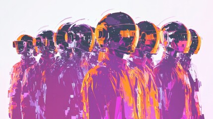 Poster - Futuristic Render of Colorful Digital Astronauts in Vibrant Design