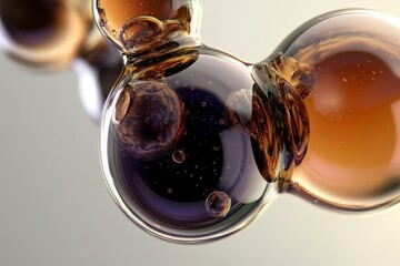Poster - Abstract Composition of Glassy Bubbles with Warm Tones and Shadows