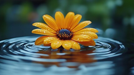 Aufkleber - yellow flower floating on water surface retro toned image