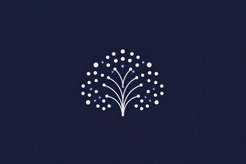 Poster - Elegant White Tree Design on Deep Blue Background for Creative Projects