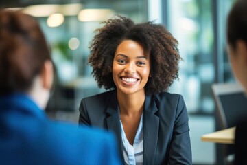 Poster - African American woman meeting office adult.