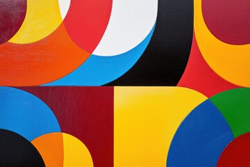 Aufkleber - Vibrant geometric composition of colorful circles and squares creating a dynamic and modern artistic expression with bold hues