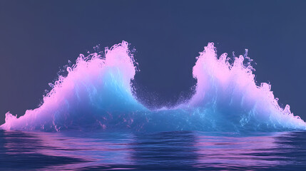 Poster - Wave splashing into the water creating foam and ripples in a serene ocean environment