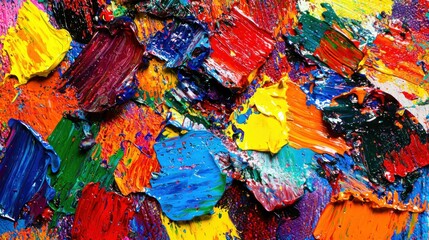 Fototapete - Vibrant abstract painting featuring bold brushstrokes and a rich palette of colors creating a dynamic and textured surface with artistic depth
