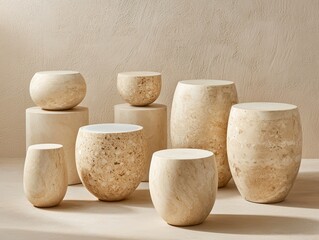 Poster - Artistic display of earthy pottery modern interior still life minimalist design close view natural aesthetics