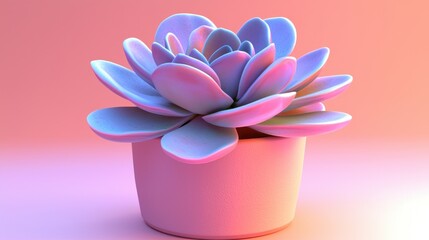 Poster - Serene succulent plant in a pink pot bathed in soft light creating a peaceful and modern aesthetic