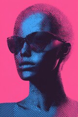 Poster - Stylish Abstract Portrait of a Mannequin with Sunglasses and Colors