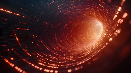 Poster - spiral of light illuminating the center of a dark tunnel with a mysterious atmosphere