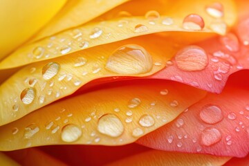 Poster - Enchanting Macro Shot of Rose Petals Adorned with Pristine Water Droplets Sparkling in Soft Light