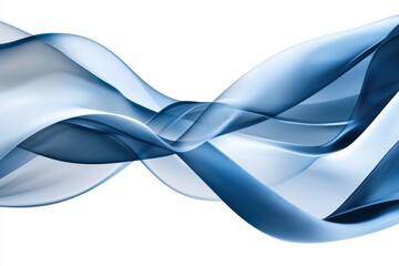 Poster - Abstract blue wave on white canvas dynamic swirling lines elegant flowing ribbons backdrop design concept