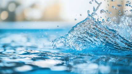 Fototapete - Dynamic water splash in a pool creating abstract forms and patterns under bright sunlight and blurred background reflecting the essence of summer