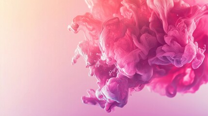 Aufkleber - Ethereal pink ink cloud swirling in water creating a dreamy abstract design with soft light and elegant form for artistic backgrounds