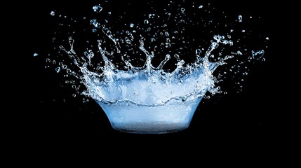 Aufkleber - Captivating water splash on black backdrop showcasing fluid dynamics and refreshing purity in studio shot