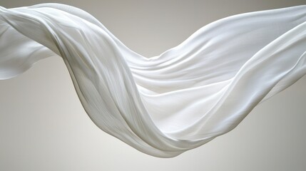 Aufkleber - Ethereal white fabric drapery in motion against a soft neutral backdrop capturing elegance fluidity and serene visual appeal for sophisticated design