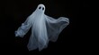 © Coffee Cafe Lover - Ethereal Ghost Figure Floating in Dark Background with Soft Drapery