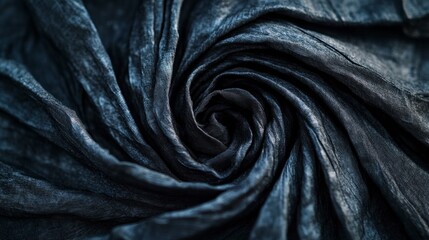 Poster - Swirling Texture of Dark Fabric in Abstract Spiral Design