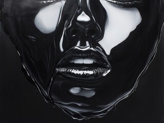 Poster - Abstract Portrait with Glossy Texture on Dark Background