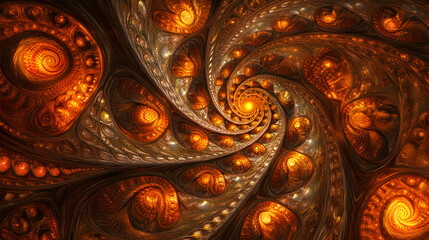 Poster - Computer generated abstract frame design in orange and gold colors creating a vibrant artistic background