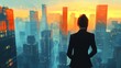© Aisha - A business woman standing in her modern office, gazing at the sleek glass towers in the cityscape