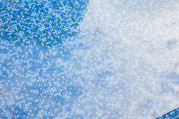 Wall Mural - swimming pool water surface and ripple wave with blue mosaic tiles