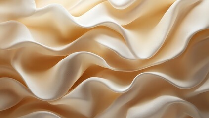 Poster - Soft Creamy Satin Fabric Texture with Elegant Waves and Folds