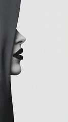 Poster - Silhouette of Woman's Face with Veiled Look and Dark Makeup