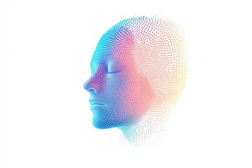Poster - Abstract 3D Human Face with Colorful Dots and Gradient Background