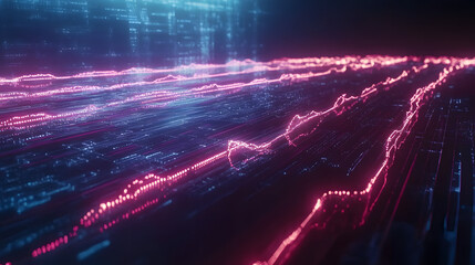 Poster - Dark background with colorful neon lights creating a vibrant atmosphere for modern design and art