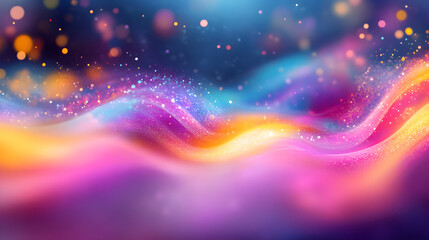 Poster - colorful abstract background featuring flowing waves and scattered stars in a vibrant design