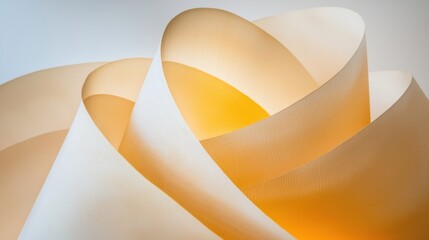 Poster - Elegant Abstract Paper Sculpture with Warm Tones and Gentle Curves Creating a Modern and Artistic Composition for Creative Projects