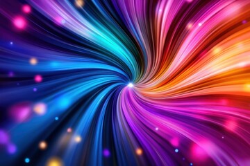Poster - Iridescent colorful burst of energy with abstract spiral effect in vibrant hues and glowing light