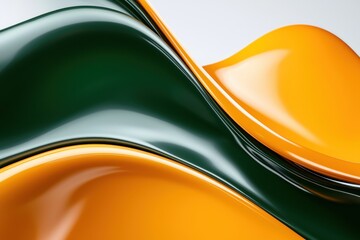 Poster - Green and yellow fluid art with elegant flow dynamic design and bright smooth texture of gradient colors