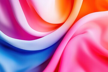 Poster - Abstract gradient waves of vibrant colors flowing creating dynamic and soft silk like folds in modern design