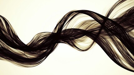 Poster - Abstract flowing dark strands on light background evoking movement and energy in a modern artistic style for creative projects