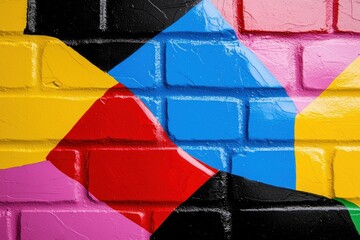 Poster - Vibrant brick wall art featuring bold colors for an artistic touch and creative design concept ideal for backdrop