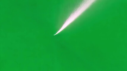 Poster - Linear white graphic elements converging, diverging from central point, representing technological communication, data streaming with sleek futuristic design on green background