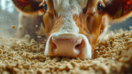 Dairy cows feeding closeup in a feedlot agricultural setting livestock photography natural environment