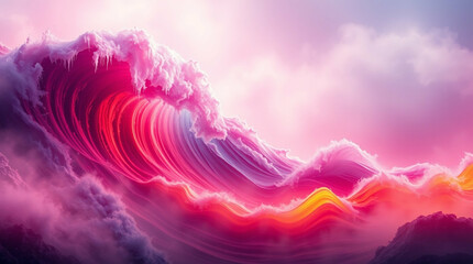Poster - Majestic colorful waves breaking against a soft pastel sky backdrop