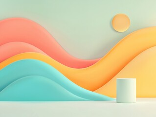 Poster - Creative abstract design with colorful waves minimalist setting graphic art indoor environment artistic viewpoint