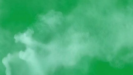 Poster - White smoke gradually expanding, swirling across green screen, creating ethereal atmospheric effect with soft, fluid movement and translucent texture