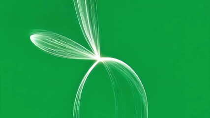 Poster - Green screen backdrop featuring white dynamic lines curving, flowing, creating smooth motion graphics background for digital media compositing