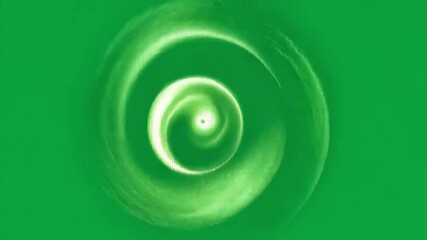 Poster - Green crescent moon transforming, spiraling dynamically against verdant background with fluid, seamless metamorphosis effect