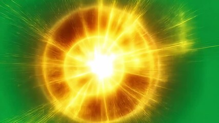 Poster - Golden light expanding, pulsating against verdant backdrop, generating dynamic visual effect for compositing and motion graphics