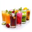 © Riz - Assortment of Colorful Refreshing Drinks with Ice in Glasses