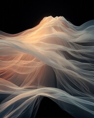 Poster - Ethereal flow of light fabric abstract space digital art dark environment aerial view movement concept