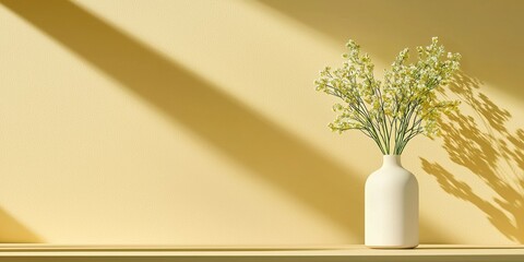 Poster - Elegant floral arrangement in white vase minimalist interior still life soft lighting artistic concept