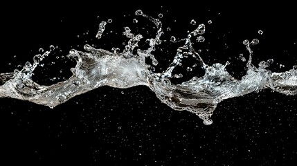 Poster - Water splash on a black background, perfect for abstract or refreshing concepts.