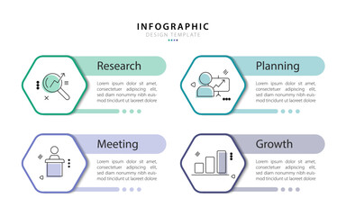 Aufkleber - Timeline infographic template. 4 Step timeline journey, calendar Flat simple infographics design template. presentation graph. Business concept with 4 options, vector illustration.