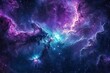 © julija - surreal nebula swirling with vibrant purples and teals, illuminating distant galaxies and star clusters in deep space