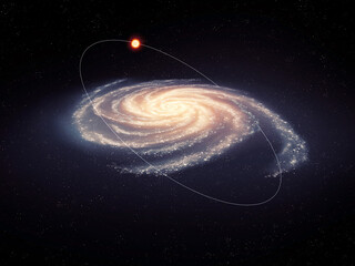 Wall Mural - a star in orbit around the center of the milky way galaxy. rotation of the sun around the galactic c